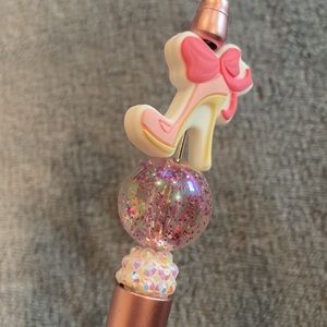 Rose Gold Beaded Pen Pink High Heel Barbie INSPIRED w/ink refills